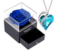 SWEETIME Preserved Real Rose Box,Eternal Infinity Blue Rose,Forever Enchanted Flower Box Gift for Women Mother's Day Valentine's Day Christmas Wife Mum Thanksgiving Rosebox