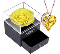 SWEETIME Preserved Real Rose Box,Eternal Infinity Yellow Rose,Forever Enchanted Flower Box Gift for Women Mother's Day Valentine's Day Christmas Wife Mum Thanksgiving Rosebox