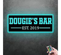 SweetJECCU Custom Bar Neon LED Signs, Personalized Name Bar Sign, Bar Light Up Sign, Metal Name Sign, Family Wall Decor, Bar Decor, Bar Sign Light, Open Bar Led,Welcome Bar Sign(Style 1)