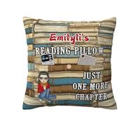 SweetJECCU Personalized Book Reading Pocket Pillow Cover, Just One More Chapter, Custom Name Reading Pillowcase for Bed Sofa Couch, Books Lover Gifts for Bookworm Bookish Readers Librarian (Style 10)