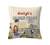 SweetJECCU Personalized Book Reading Pocket Pillow Cover, Just One More Chapter, Custom Name Reading Pillowcase for Bed Sofa Couch, Books Lover Gifts for Bookworm Bookish Readers Librarian (Style 09)