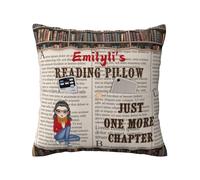 SweetJECCU Personalized Book Reading Pocket Pillow Cover, Just One More Chapter, Custom Name Reading Pillowcase for Bed Sofa Couch, Books Lover Gifts for Bookworm Bookish Readers Librarian (Style 02)