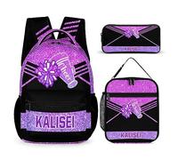 SweetJECCU Personalized Cheer Backpack for Cheerleaders, Custom Name Large Capacity Daypack Bag for Travel Camping Hiking, Style 03, L, Free