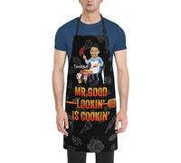 SweetJECCU Personalized Funny Grilling Aprons, Custom Name BBQ Grill Apron with Pocket, Birthday Fathers Day Gift for Dad, Mr.good Lookin' is Cookin', 28 inch/70cm*33 inch/84cm