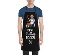 SweetJECCU Personalized Funny Grilling Aprons, Custom Name BBQ Grill Apron with Pocket, Birthday Fathers Day Gift for Dad, Best Grilling Daddy 1, 28 inch/70cm*33 inch/84cm