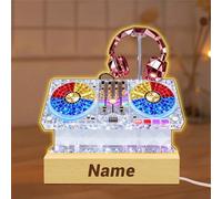 SweetJECCU Personalized Stained Glass DJ Night Light Custom Name Multiple Color Changing LED DJ Lamp, Light Up DJ Desk Ornament, Birthday Christmas Gifts for Music Lovers (Lamp-DJ)