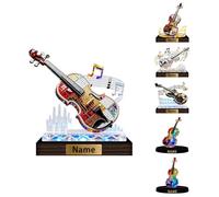SweetJECCU Personalized Stained Glass Violin Night Light Custom Name Multiple Color Changing LED Violin Lamp, Light Up Violin Desk Ornament, Birthday Christmas Gifts for Music Lovers (Plaque-Violin)