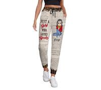 SweetJECCU Personalized Sweatpants Loves Books - Just A Girl Who Loves Books Lounge Pants, Drawstring Elastic Waist with Pockets (UK, Alpha, M, Regular, Regular, Style 3)