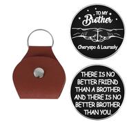 SweetJECCU Personalized You Are My Brother Pocket Hug Token, Custom Names Brother Coin Leather Pocket Hug Keychain, Style 06, 2.7*1.9 inches