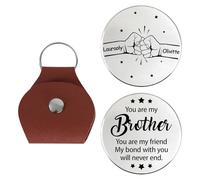 SweetJECCU Personalized You Are My Brother Pocket Hug Token, Custom Names Brother Coin Leather Pocket Hug Keychain, Style 01, 2.7*1.9 inches