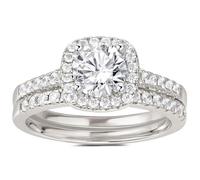 SweetJew 1.2Ct Elegant Wedding Rings Set for Women 18K White Gold Plated Silver Bridal Ring Sets Cubic Zirconia Size R