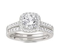 SweetJew 1.2Ct Elegant Wedding Rings Set for Women 925 Sterling Silver Bridal Ring Sets Cubic Zirconia Size K