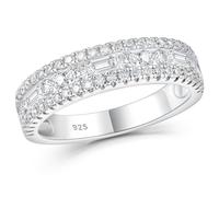 SweetJew 1.2ct Emerald Cut Moissanite Wedding Band for Women D Color VVS1 Clarity 925 Sterling Silver Eternity Ring Promise Ring Size 9