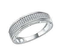 SweetJew 925 Sterling Silver Men's Wedding Ring Eternity Band for Men Cubic Zirconia Size Q