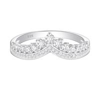 SweetJew Elegant Crown Wedding Rings for Women Wedding Bands for Her 925 Sterling Silver Eternity Ring Cubic Zirconia Ring Size S