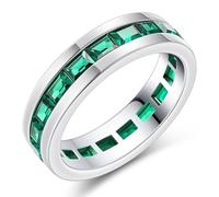 SweetJew Emerald Ring For Men Eternity Wedding Band 925 Sterling Silver 19 Emerald Cut Gemstone Promise Ring For Him Size 13