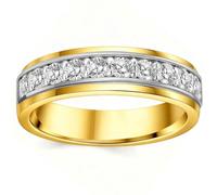 SweetJew Men's 1ct Moissanite Ring Silver Plated 9 Round Cut Wedding Band | 14k White Gold & Silver Plated, Lab Created Stone, Wedding,Engagement Promise & Gift, Smooth Polished Inner, Size O-Z+2