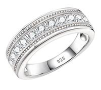 SweetJew Mens Ring Wedding Band 925 Sterling Silver Rings for Men Wedding Rings for Him Cubic Zirconia Stone Size W 1/2