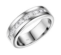 SweetJew Mens Wedding Band Ring 925 Sterling Silver Ring 1ct 10 Large Princess Cut Cubic Zirconia Size 14