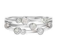 SweetJew Moissanite Cocktail Rings for Women 925 Sterling Silver Stackable Bubble Eternity Wedding Band 1.0ct Round Cut D Color VVS1 Gifts for Her Size 5