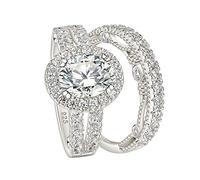 SweetJew Oval Shaped Halo 925 Sterling Silver Womens Engagement Rings Wedding Rings for Women AAAAA Cubic Zirconia Bridal Rings Sets for Her Size R