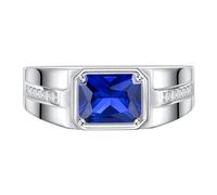 SweetJew Sapphire Ring For Men 925 Sterling Silver Eternity Wedding Band 19 Emerald Cut Gemstone Promise Ring For Him Size 12