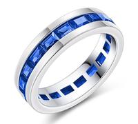SweetJew Sapphire Ring For Men Eternity Wedding Band 925 Sterling Silver 19 Emerald Cut Gemstone Promise Ring For Him Size 9