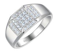 SweetJew Wedding Ring Band Men 925 Sterling Silver With 33 Round Cut Cubic Zirconia Promise Ring For Him Size V 1/2
