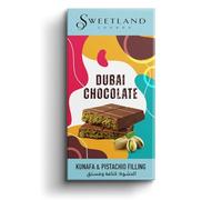 Sweetland Dubai Chocolate - 100 g | Premium Milk Chocolate with Kunafa Pastry & Creamy Pistachio Filling | Produced in Dubai | Viral Internet Sensation | Luxury, Decadent Taste | Popular Gift Choice