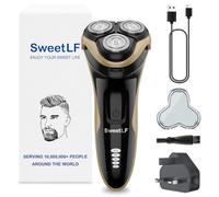 SweetLF Electric Razor for Men, 120 Min Shaving, Fast UK Adapter (1H Charging),100% Waterproof, Wet & Dry Rotary Shavers for Men with Pop-up Trimmer, LED Display, Brown