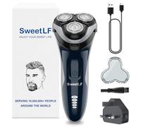 SweetLF Electric Razor for Men, 120 Min Shaving, Fast UK Adapter (1H Charging),100% Waterproof, Wet & Dry Rotary Shavers for Men with Pop-up Trimmer, LED Display
