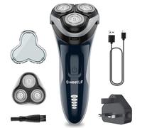 SweetLF Electric Razor for Men, with 1 UK Charger & Pop-up Trimmer & Replacement Head- Rechargeable Cordless 120 Min Shaving, 100% Waterproof Wet & Dry Electric Shaver, Dark Blue