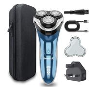 SweetLF Electric Razor for Men with Fast UK Adapter & Pop-up Trimmer & Travel Case, 120 Min Shaving, 100% Waterproof Electric Shaver, Wet & Dry Rotary Shavers for Men, Blue