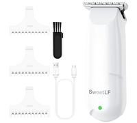 SWEETLF Hair Clippers, Silent Cordless Hair Trimmer, Mini Hair Cutting Kit with 3 Guide Combs, Portable & USB Rechargeable Haircut Clippers for Men Women Kids (Milky White) (White)