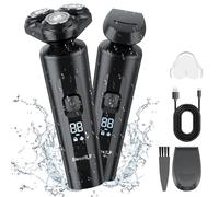 SweetLF Men's Electric Razor, Wet & Dry, Cordless, Rechargeable, Rotary Shaver with Sideburns Trimmer, IPX7 Waterproof, LED Display, Ultra Lightweight for Travel
