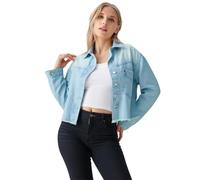 SWEETLOOK Cropped Denim Jackets Women - Regular Fit Distressed Summer Jackets for Women UK, Casual Ladies Ripped Style Lightweight Spring Jeans Top
