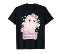 Sweetly Spooky Pink Ghost with Bow Cute Vibes for Kids T-Shirt