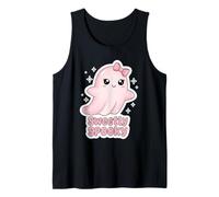 Sweetly Spooky Pink Ghost with Bow Cute Vibes for Kids Tank Top