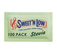 Sweet'N Low Stevia Zero Calorie Sweetener Sachets - 100 Pack (200 Servings per Pack), Natural Sugar Substitute, Ideal for Hot & Cold Beverages, Suitable for Home, Office & Travel