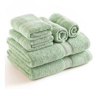 SweetNeedle 6 Piece Towel Set - 2 Bath Towels, 2 Hand Towels and 2 Washcloths Cotton Daily Use Hotel Spa Quality Soft Highly Absorbent Quick Dry Light Weight (Sage Green)