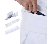 SweetNeedle Ihram Ahram Belt for Hajj and Umrah for Men, White - Adjustable Size with Front Pockets and Secure Zippered Compartments for Documents, Phones, and Passport