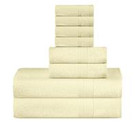 SweetNeedle Supreme Premium 500 GSM 8 Piece Towel Set, 100% Cotton, Machine Wash, Double Stitched, Strong Hem & Highly Absorbent for Bathroom, Shower & Daily Use (Pack of 8) (Cream)