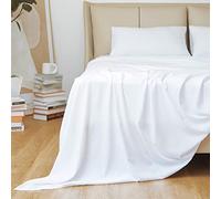 Sweetnight Bedding 4 Piece Double Bed Sheet Set, Soft Brushed Microfiber Sheet Set Easy Care Wrinkle Free Double Size Bedding Set- 1 Flat Sheet, 1 Fitted Sheets with 2 Pillowcases(Double Size, White)