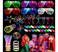 Sweetone 82PCS Glow Sticks Party Packs, Light Up Glasses, Glow in the Dark Party Supplies for Kid Adults with 50 Glowsticks, 6 LED Glasses Rave, 20 Finger Lights for Neon Party Festival Birthday