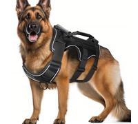 Sweetone Medium Large Dog Harness, H-Harness, Reflective Dog Harness Anti-escape, Breathable Dog Harness with Control Handle Harness for Training, Running, Black (L)