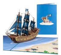 Sweetpopup® 3D Pirate Ship Pop-Up Card - Premium Handmade - Perfect for Birthday, Congratulations, Sailing & Adventure Fans / 008