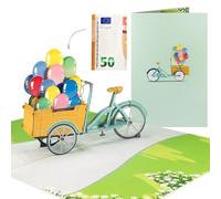 Sweetpopup® 3D Pop-Up Congratulations Card - Handmade Lucky Rickshaw with Balloons - Perfect for Birthdays, Good Luck, Thank You, Congratulations & Cash Gifts (198)