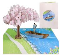 Sweetpopup® 3D Pop-up Love Card - Handmade Romantic Gift for Couples | Perfect for Valentine’s Day, Wedding, Anniversary or Birthday | Couple on Boat with Cherry Blossom Design (034)