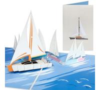 Sweetpopup® 3D Sailboat Pop-Up Card - A Thoughtful Birthday & Travel Gift for Sailors - Ideal for Sailing, Yachting, Travel Vouchers & Island Holidays - Handmade from Premium Metallic Paper (203)