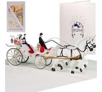 Sweetpopup® 3D Wedding Pop-Up Card with Horse Carriage - Intricately Handmade - Includes Cash Gift Holder - Perfect for Bridal Couples, Newlyweds & Just Married Wishes (044)